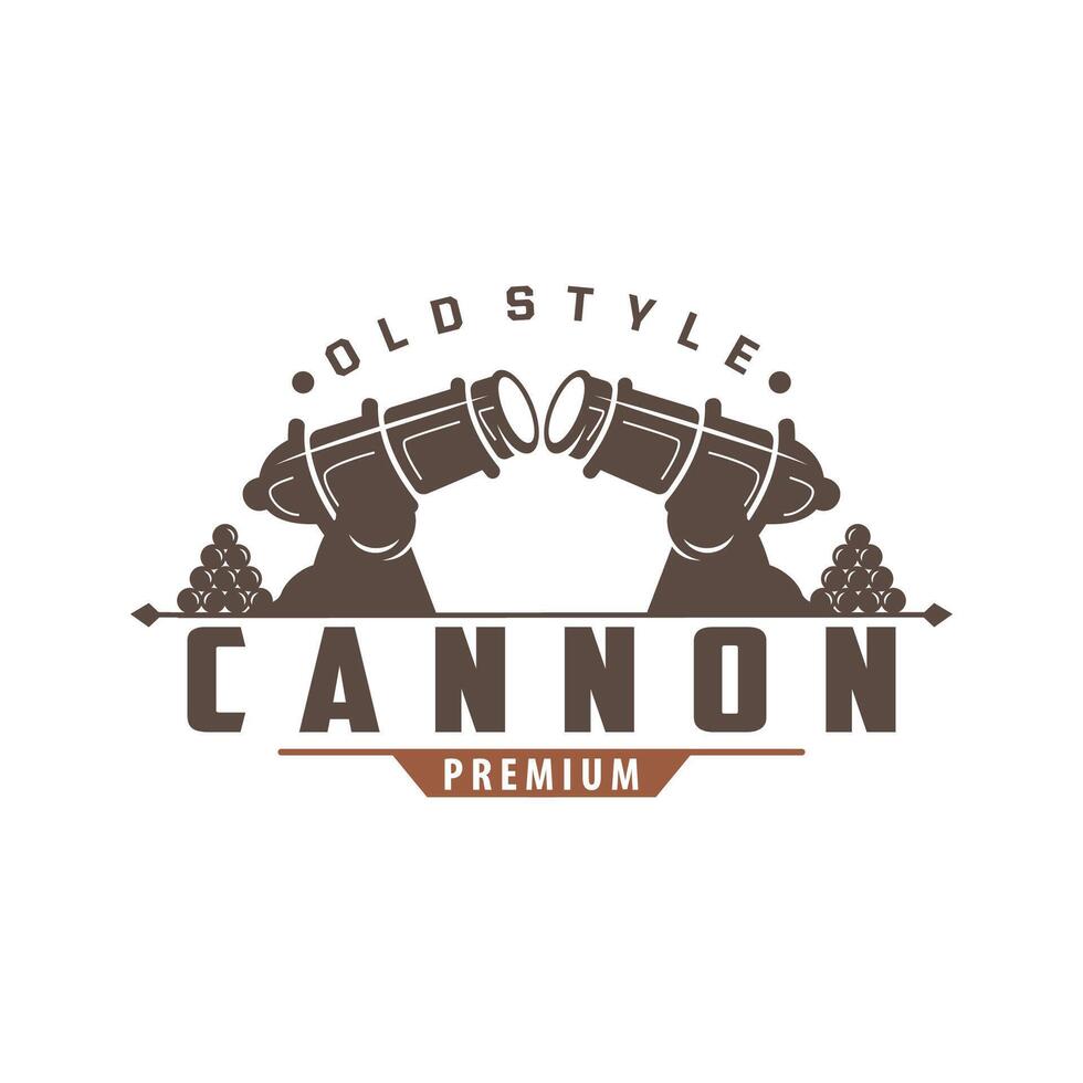 cannone logo, elegante semplice design retrò Vintage ▾ stile, guerra artiglieria vettore, illustrazione simbolo icona vettore