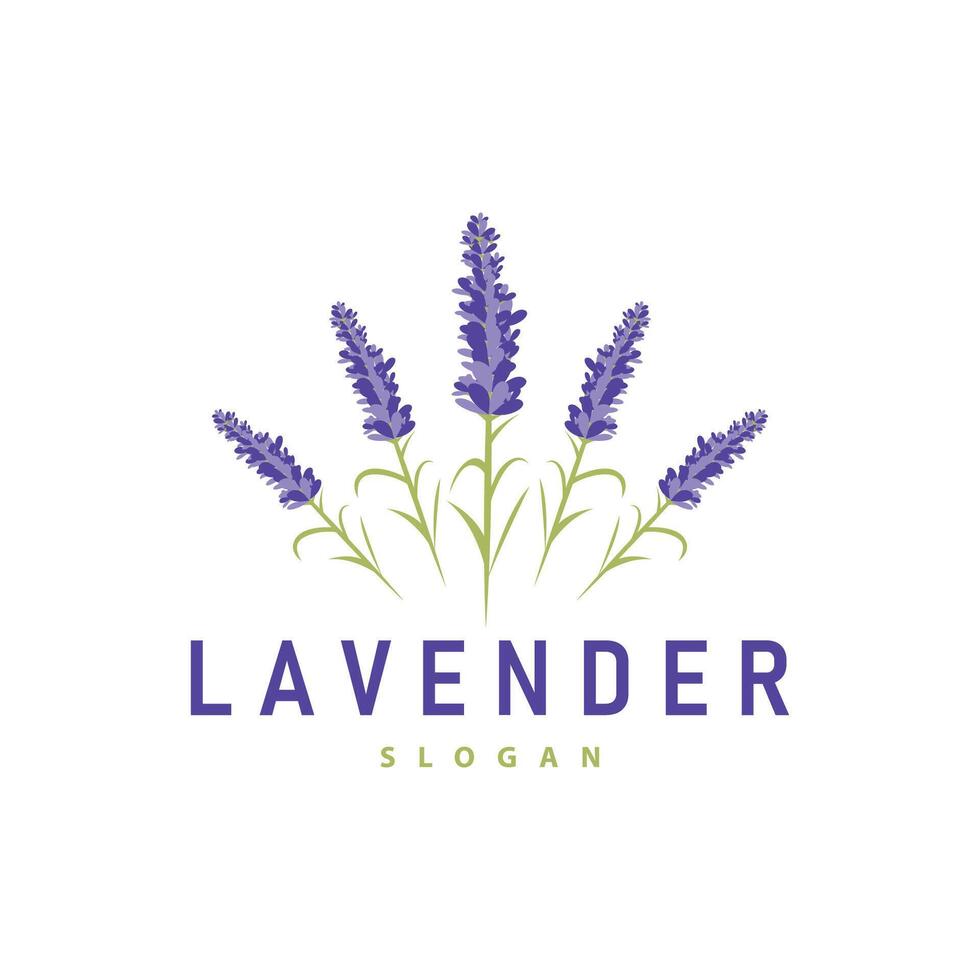 lavanda logo elegante viola fiore pianta illustrazione floreale ornamento design vettore