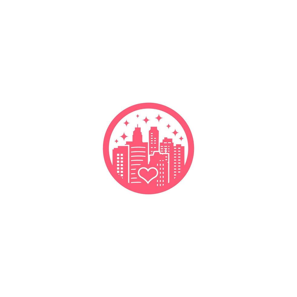 ai generato città cuore logo design icona vettore