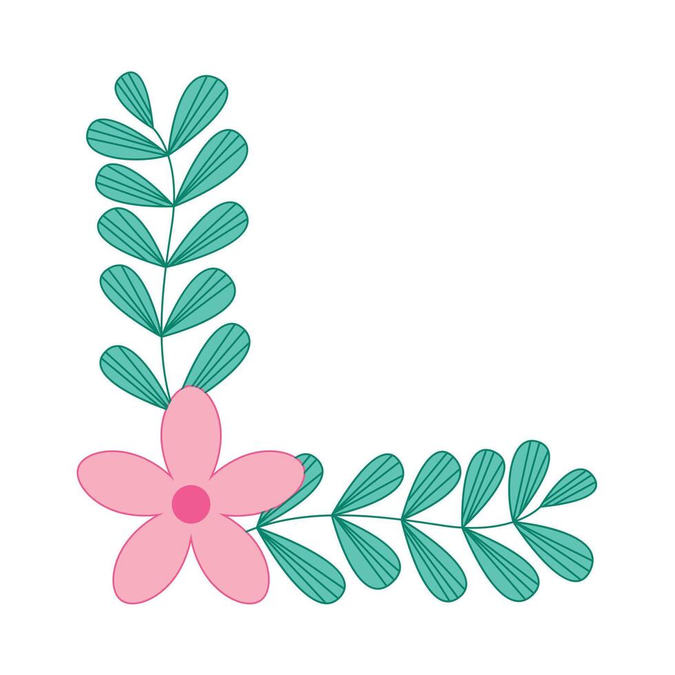 floreale decorativo confine, telaio e angolo con pianta fiore vettore