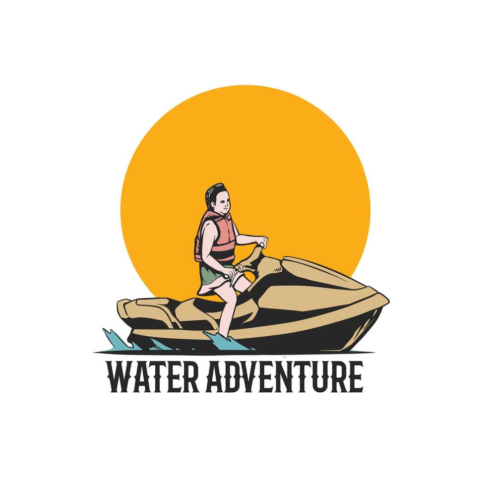 Moto d'acqua Vintage ▾ illustrazione logo vettore