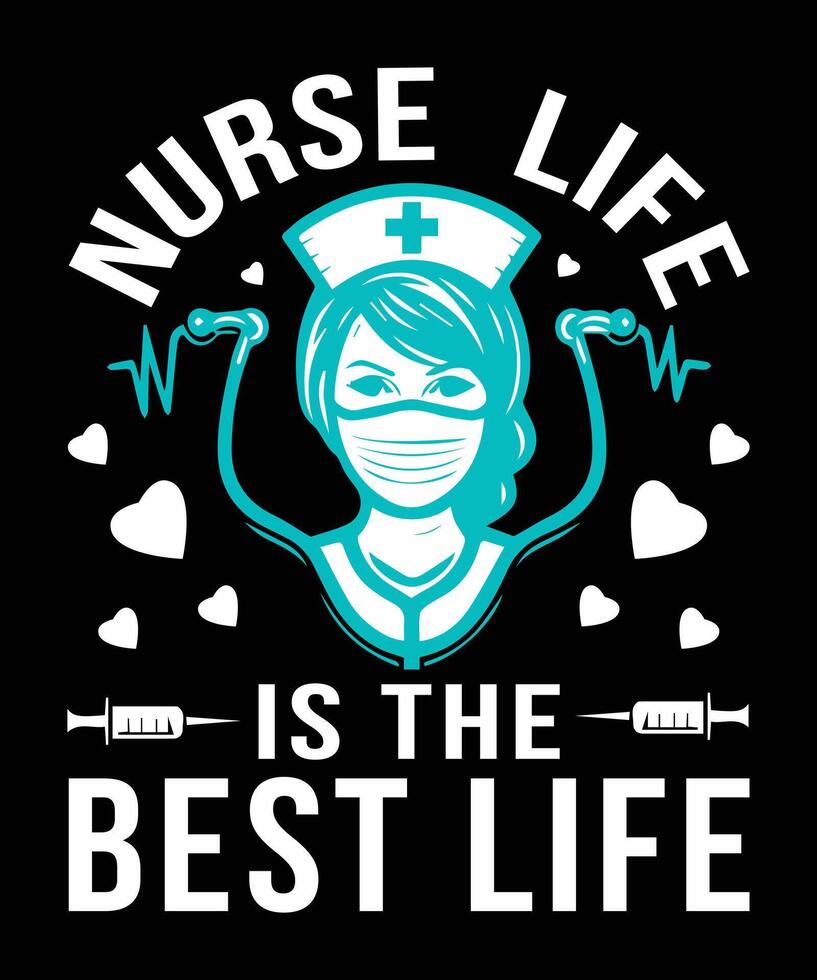 Stampa cuore di assistenza sanitaria infermiera apprezzamento t- camicia design vettore