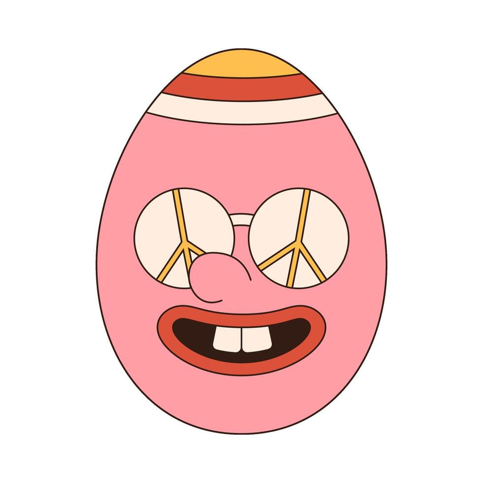 Pasqua uovo retrò Groovy icona. contento Pasqua piatto vettore illustrazione icona