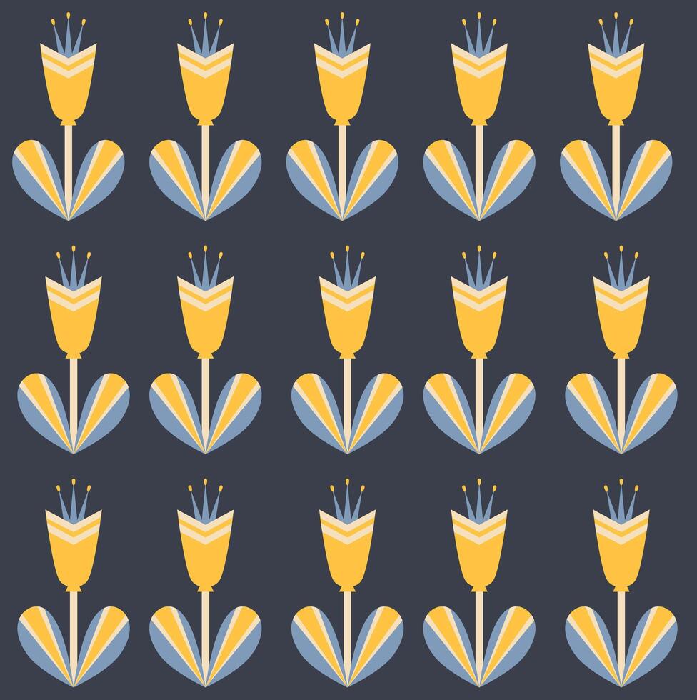 luminosa geometrico senza soluzione di continuità modello con tulipani vettore illustrazione