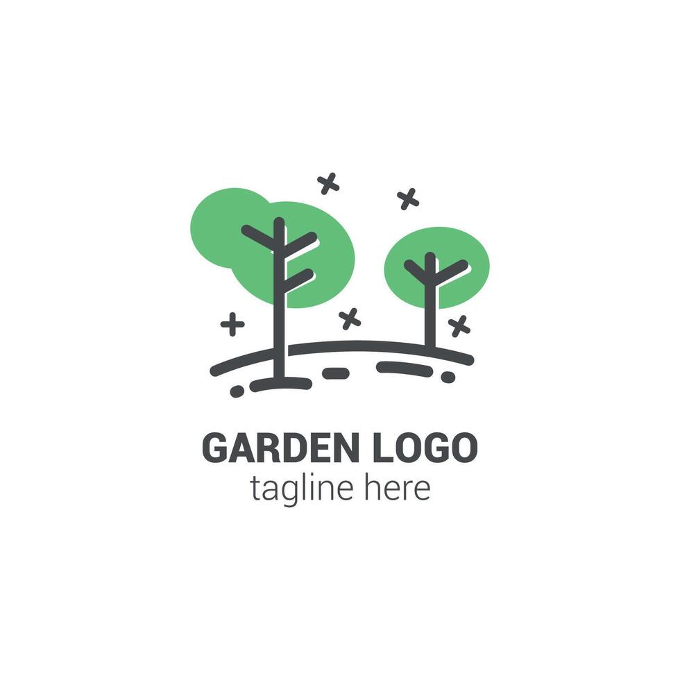 vettore giardino logo linea design.