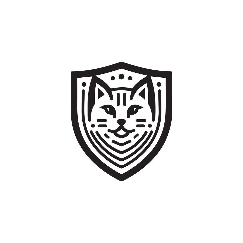 grande gatto scudo vettore logo