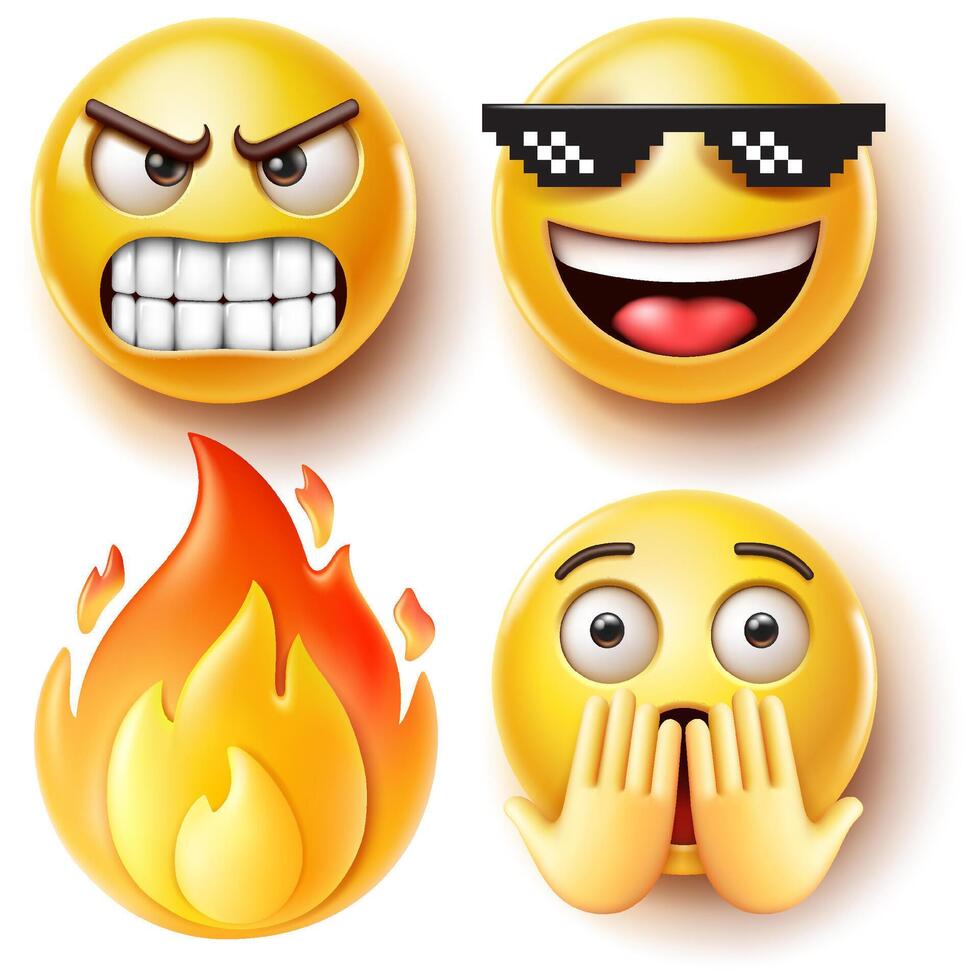 emoji emoticon simboli icone colore impostare. vettore