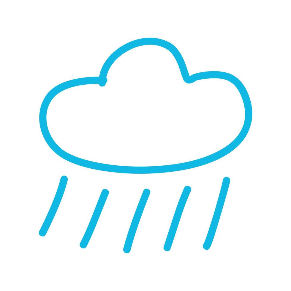 blu scarabocchio pioggia nube linea icona vettore