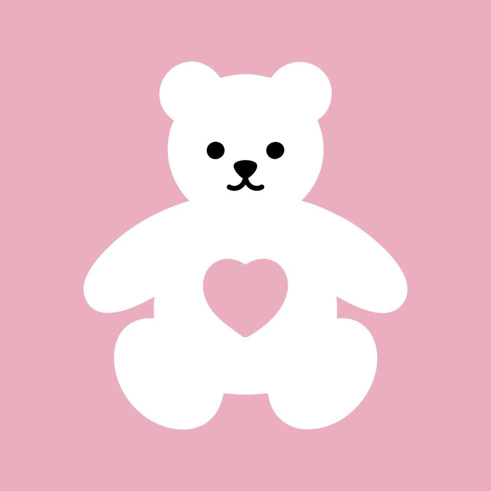 polare bianca poco orso. vettore figli di carino cartone animato personaggio illustrazione su rosa sfondo. animale Stampa su un' infantile maglietta. logo per del bambino prodotti e giocattoli.