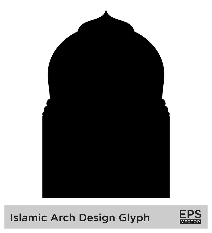 islamico arco design glifo nero pieno sagome design pittogramma simbolo visivo illustrazione vettore