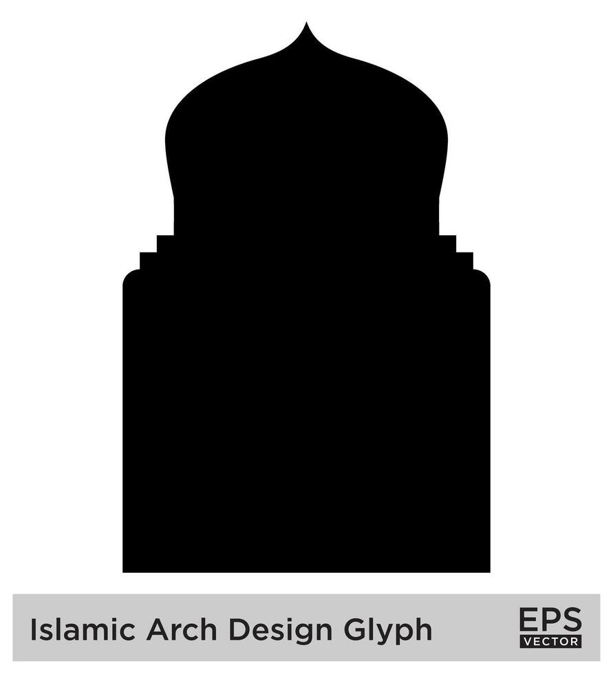 islamico arco design glifo nero pieno sagome design pittogramma simbolo visivo illustrazione vettore