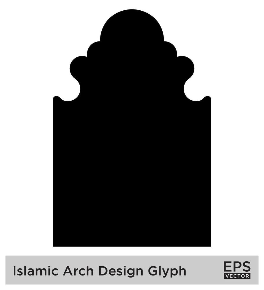 islamico arco design glifo nero pieno sagome design pittogramma simbolo visivo illustrazione vettore