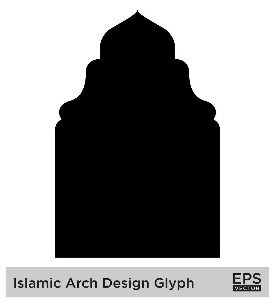 islamico arco design glifo nero pieno sagome design pittogramma simbolo visivo illustrazione vettore