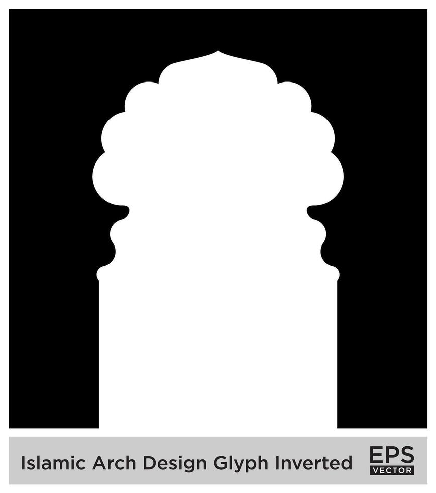 islamico arco design glifo rovesciato nero pieno sagome design pittogramma simbolo visivo illustrazione vettore