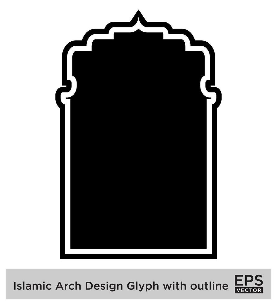 islamico arco design glifo con schema nero pieno sagome design pittogramma simbolo visivo illustrazione vettore