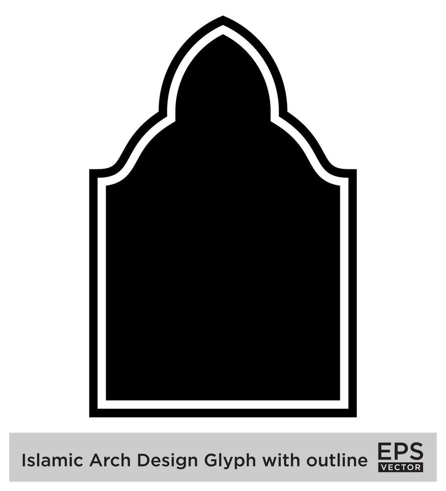 islamico arco design glifo con schema nero pieno sagome design pittogramma simbolo visivo illustrazione vettore