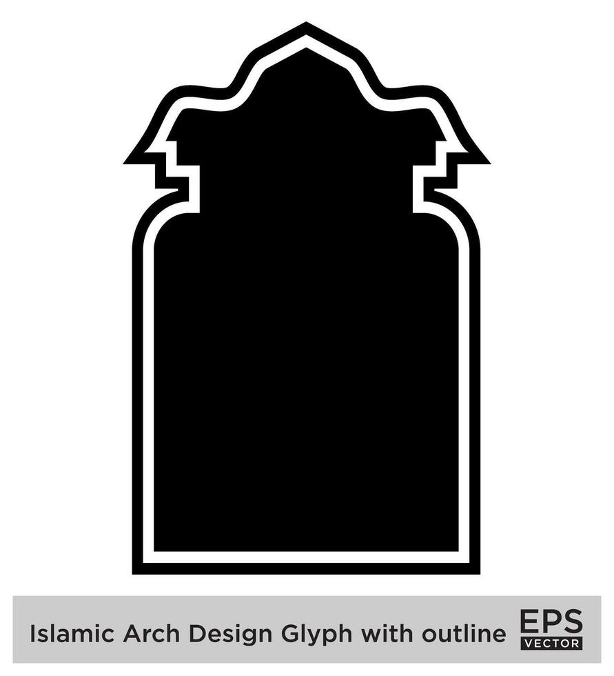 islamico arco design glifo con schema nero pieno sagome design pittogramma simbolo visivo illustrazione vettore