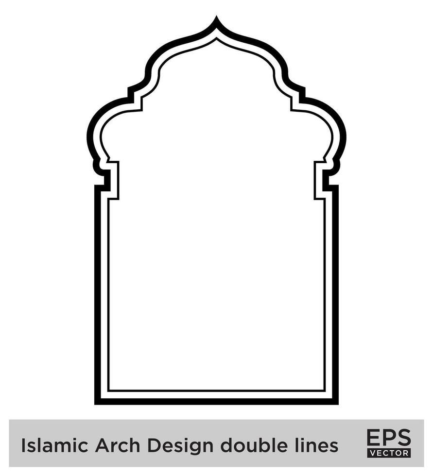 islamico arco design Doppio Linee schema lineare nero ictus sagome design pittogramma simbolo visivo illustrazione vettore