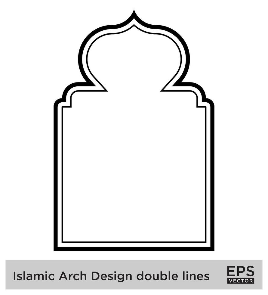 islamico arco design Doppio Linee schema lineare nero ictus sagome design pittogramma simbolo visivo illustrazione vettore