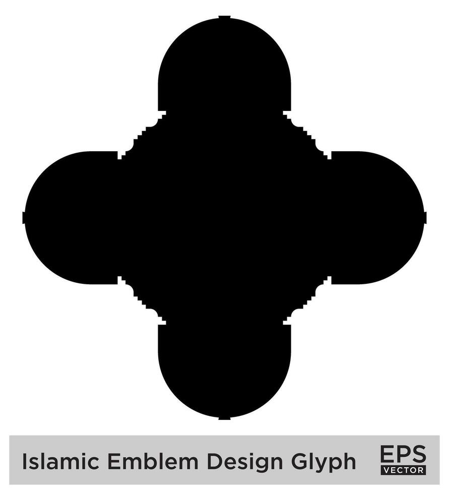 islamico emblema design glifo nero pieno sagome design pittogramma simbolo visivo illustrazione vettore