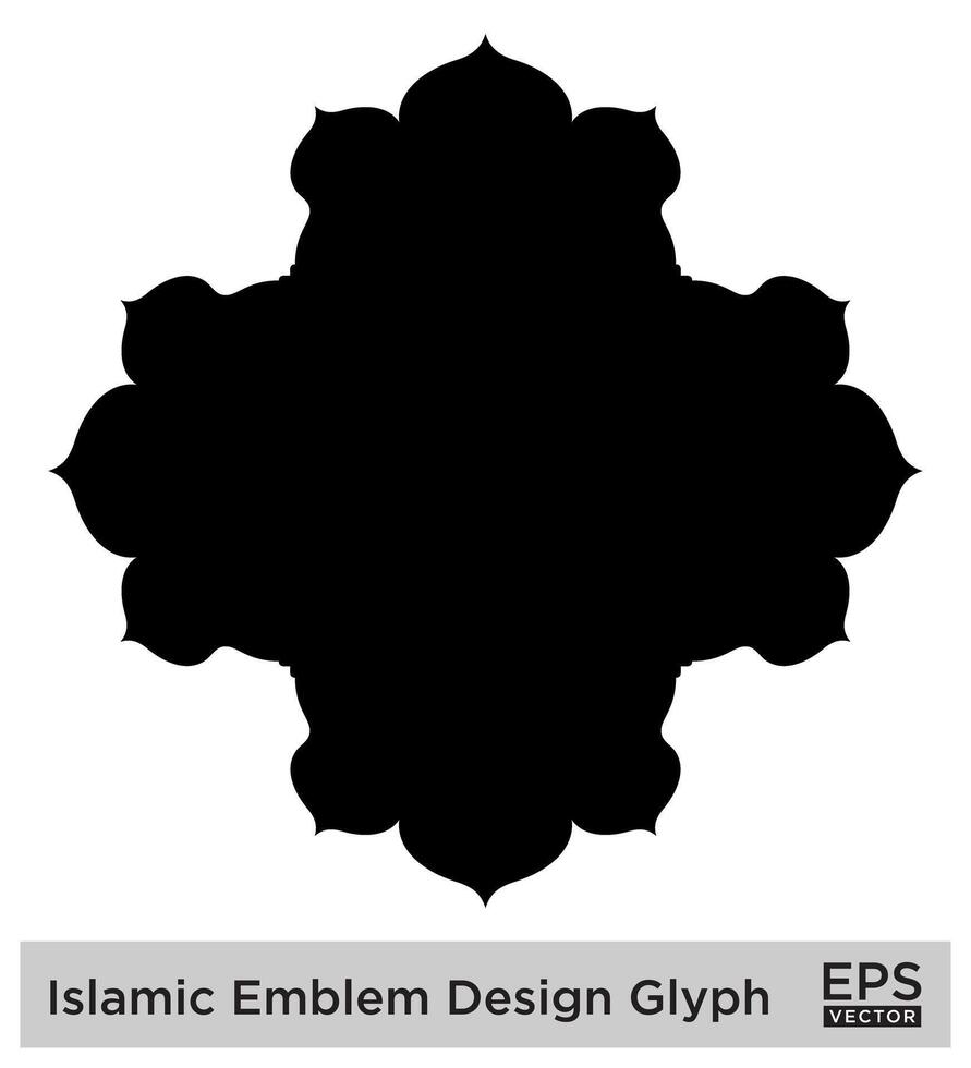 islamico emblema design glifo nero pieno sagome design pittogramma simbolo visivo illustrazione vettore