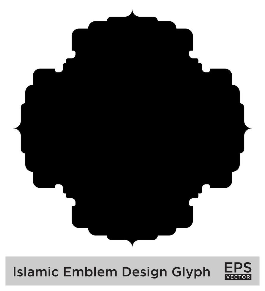 islamico emblema design glifo nero pieno sagome design pittogramma simbolo visivo illustrazione vettore