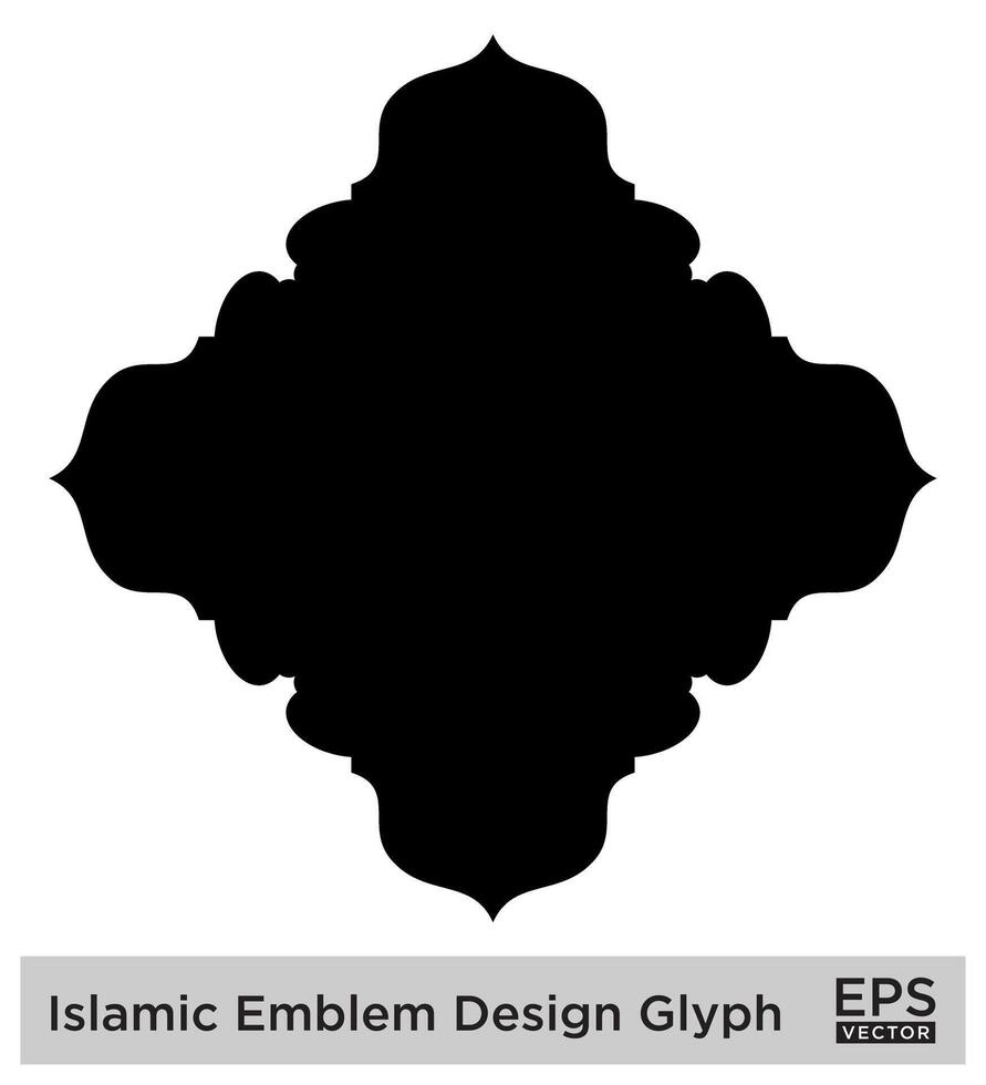 islamico emblema design glifo nero pieno sagome design pittogramma simbolo visivo illustrazione vettore