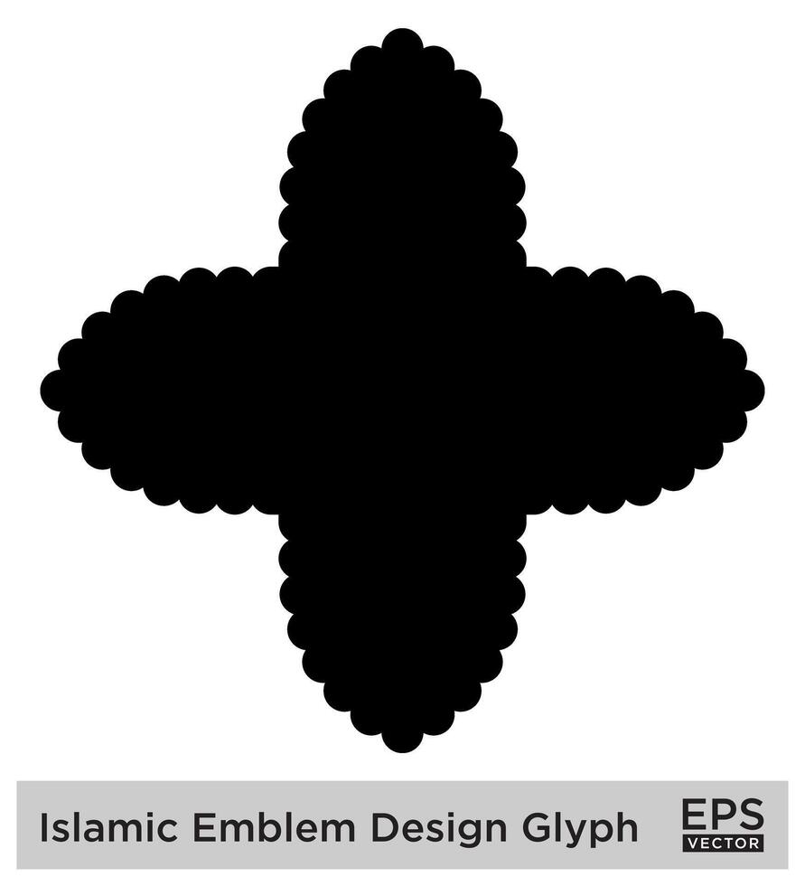 islamico emblema design glifo nero pieno sagome design pittogramma simbolo visivo illustrazione vettore