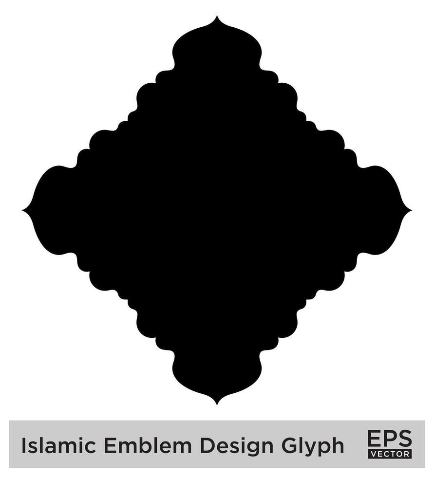 islamico emblema design glifo nero pieno sagome design pittogramma simbolo visivo illustrazione vettore