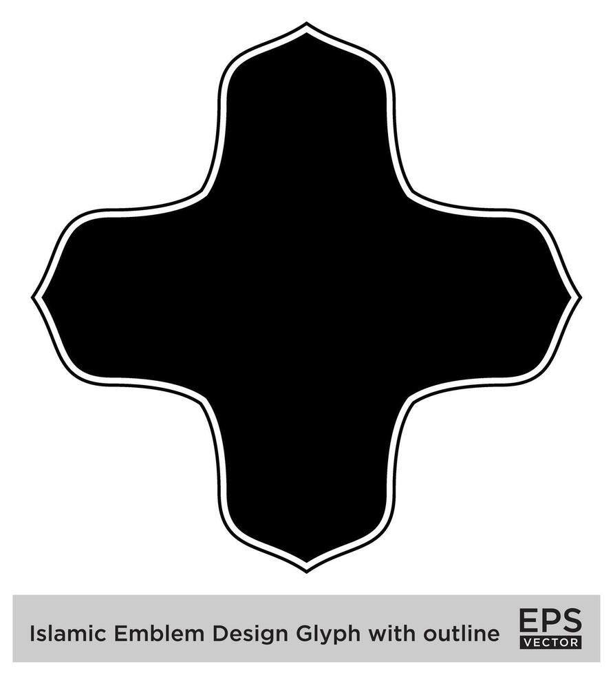 islamico emblema design glifo con schema nero pieno sagome design pittogramma simbolo visivo illustrazione vettore