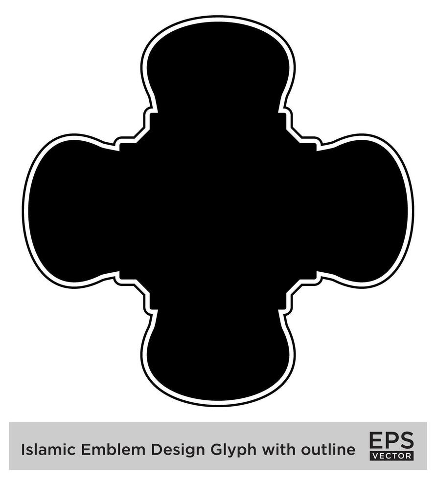 islamico emblema design glifo con schema nero pieno sagome design pittogramma simbolo visivo illustrazione vettore