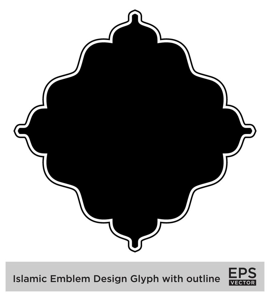 islamico emblema design glifo con schema nero pieno sagome design pittogramma simbolo visivo illustrazione vettore