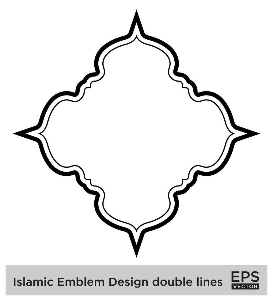 islamico emblema design Doppio Linee nero ictus sagome design pittogramma simbolo visivo illustrazione vettore