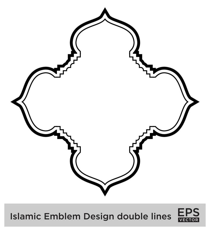 islamico emblema design Doppio Linee nero ictus sagome design pittogramma simbolo visivo illustrazione vettore