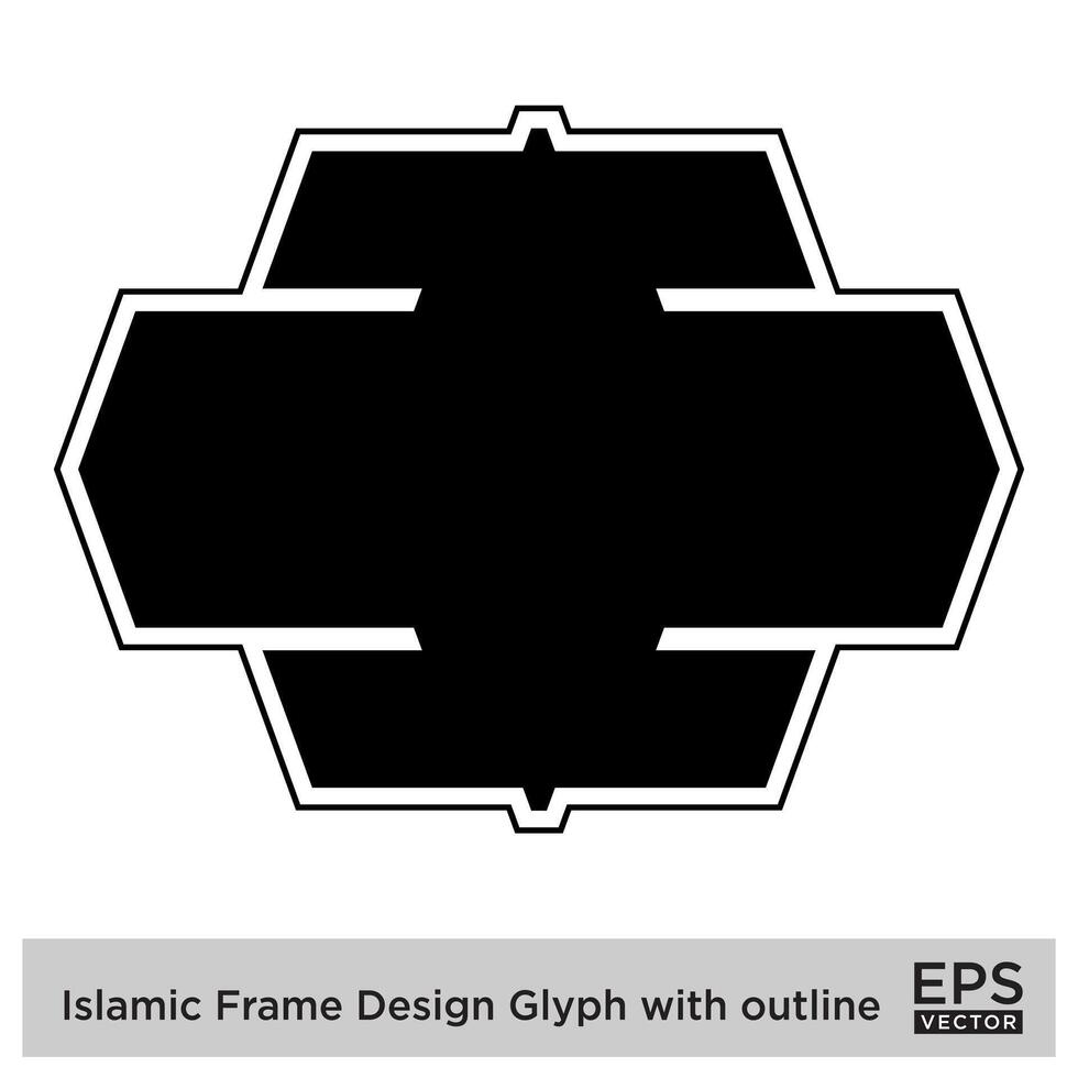 islamico telaio design glifo con schema nero pieno sagome design pittogramma simbolo visivo illustrazione vettore