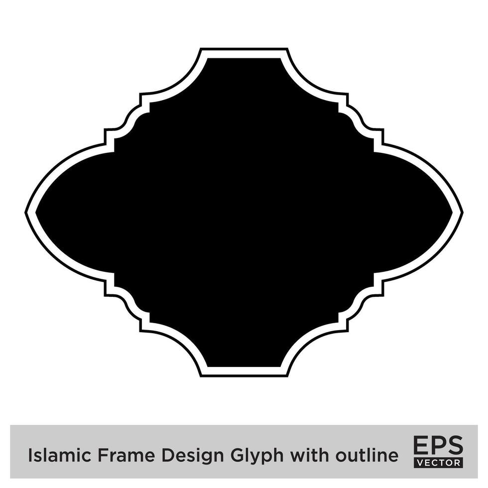 islamico telaio design glifo con schema nero pieno sagome design pittogramma simbolo visivo illustrazione vettore