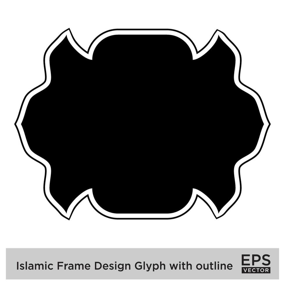 islamico telaio design glifo con schema nero pieno sagome design pittogramma simbolo visivo illustrazione vettore