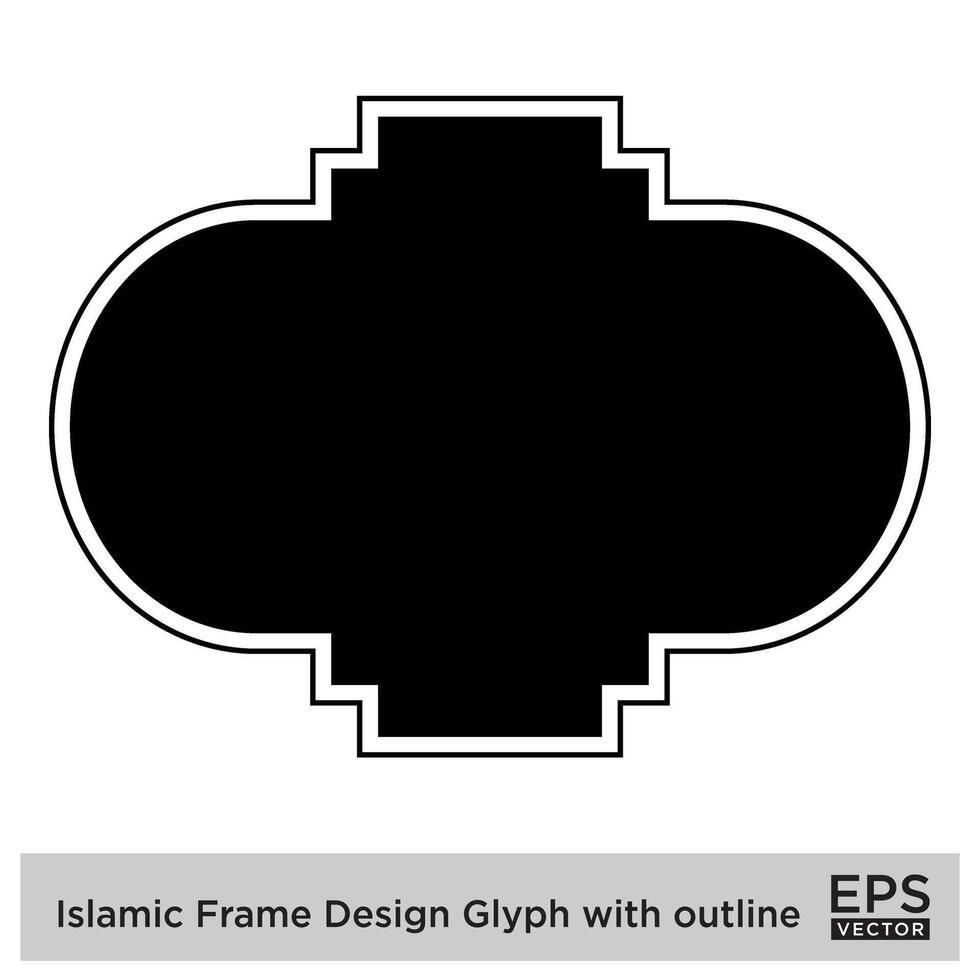 islamico telaio design glifo con schema nero pieno sagome design pittogramma simbolo visivo illustrazione vettore