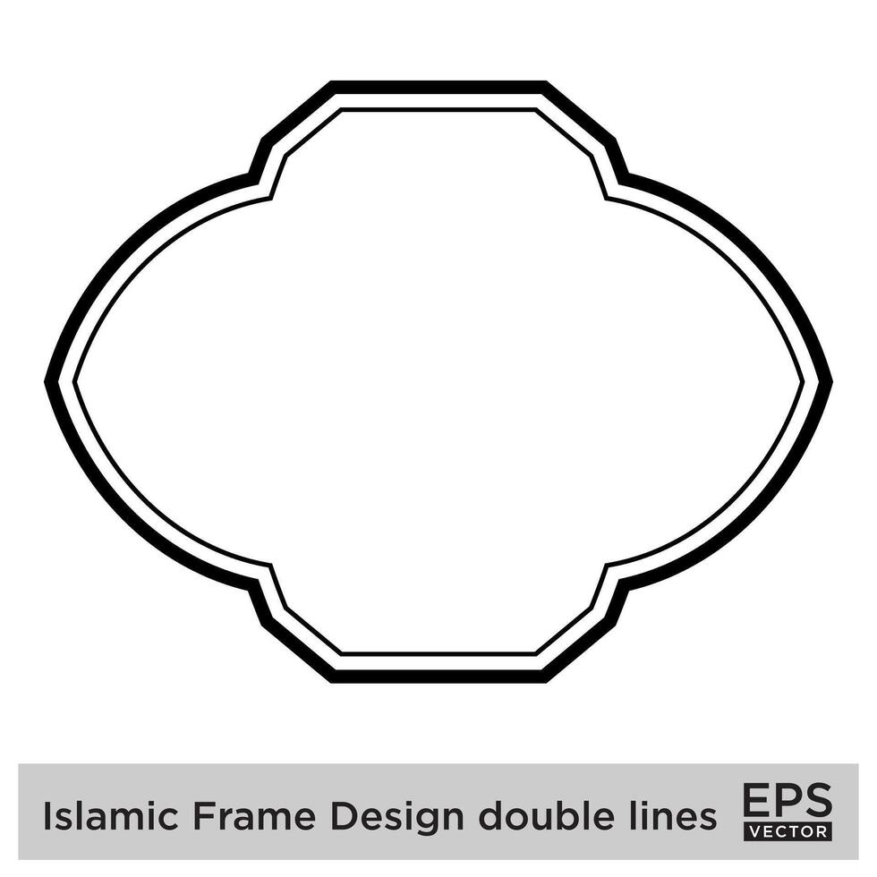 islamico telaio design Doppio Linee nero ictus sagome design pittogramma simbolo visivo illustrazione vettore