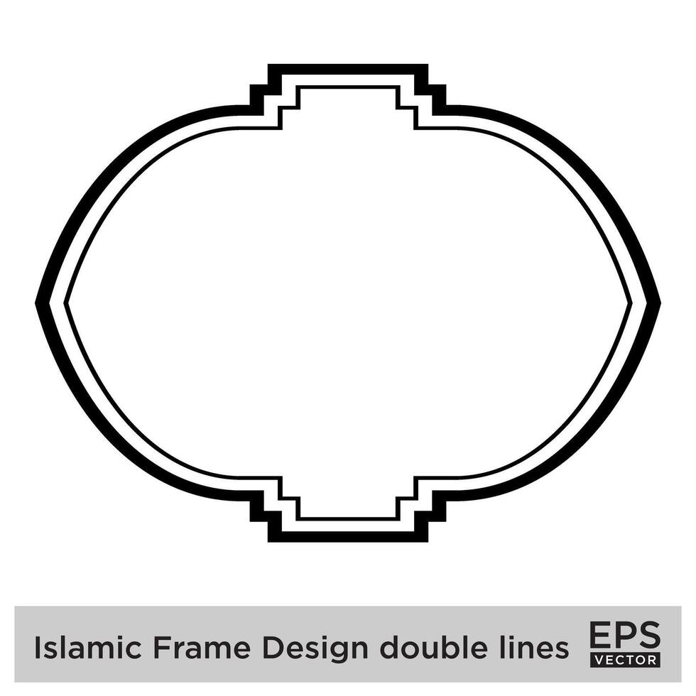 islamico telaio design Doppio Linee nero ictus sagome design pittogramma simbolo visivo illustrazione vettore