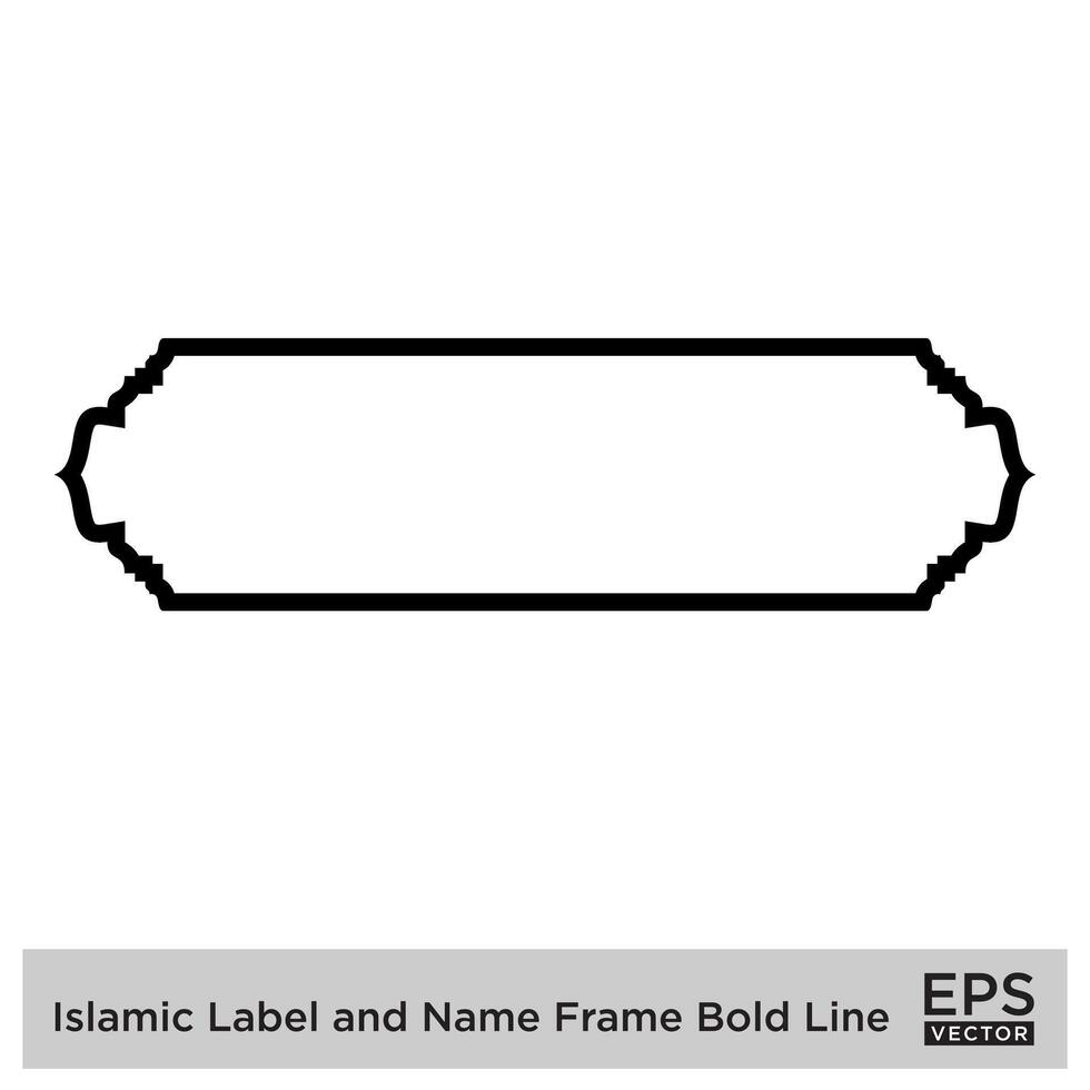 islamico etichetta e nome telaio grassetto linea schema lineare nero ictus sagome design pittogramma simbolo visivo illustrazione vettore