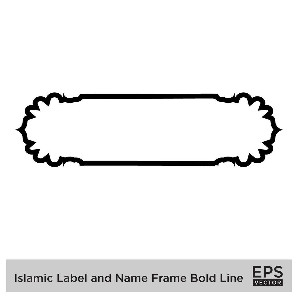 islamico etichetta e nome telaio grassetto linea schema lineare nero ictus sagome design pittogramma simbolo visivo illustrazione vettore