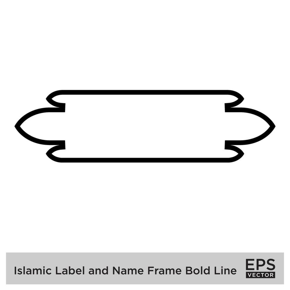 islamico etichetta e nome telaio grassetto linea schema lineare nero ictus sagome design pittogramma simbolo visivo illustrazione vettore