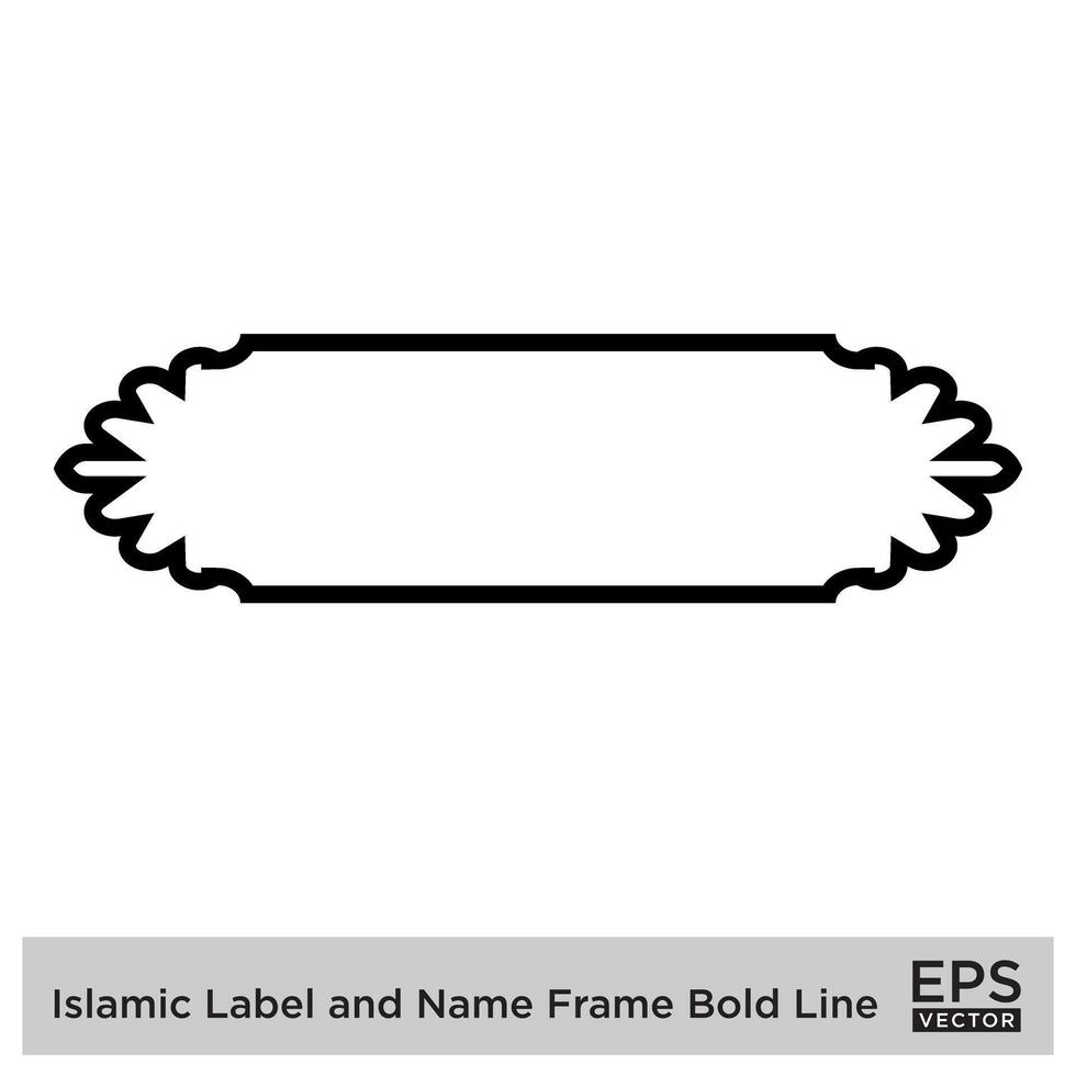 islamico etichetta e nome telaio grassetto linea schema lineare nero ictus sagome design pittogramma simbolo visivo illustrazione vettore