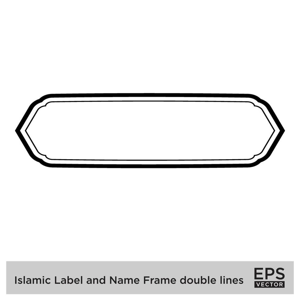 islamico etichetta e nome telaio Doppio Linee schema lineare nero ictus sagome design pittogramma simbolo visivo illustrazione vettore