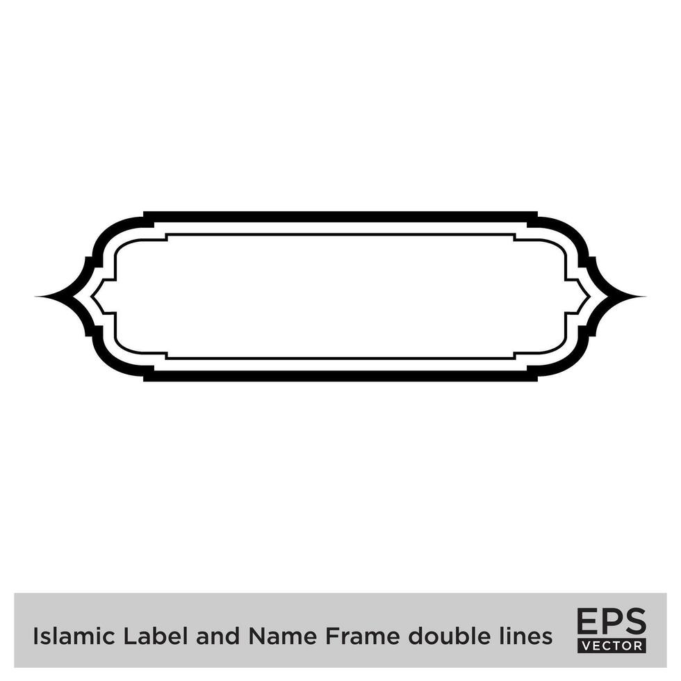 islamico etichetta e nome telaio Doppio Linee schema lineare nero ictus sagome design pittogramma simbolo visivo illustrazione vettore