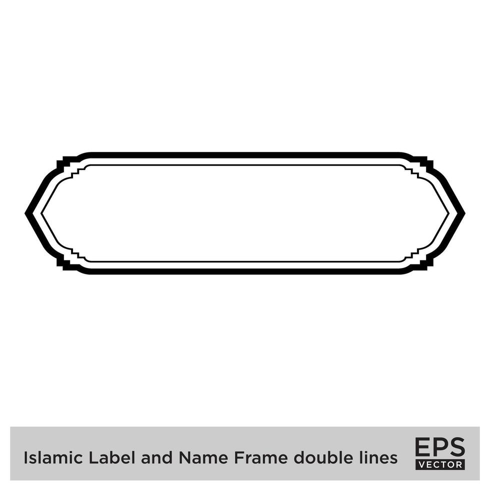 islamico etichetta e nome telaio Doppio Linee schema lineare nero ictus sagome design pittogramma simbolo visivo illustrazione vettore