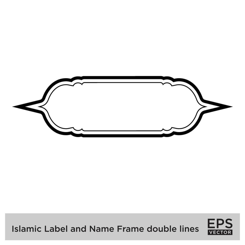 islamico etichetta e nome telaio Doppio Linee schema lineare nero ictus sagome design pittogramma simbolo visivo illustrazione vettore