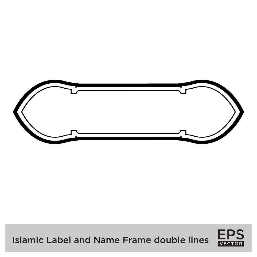 islamico etichetta e nome telaio Doppio Linee schema lineare nero ictus sagome design pittogramma simbolo visivo illustrazione vettore