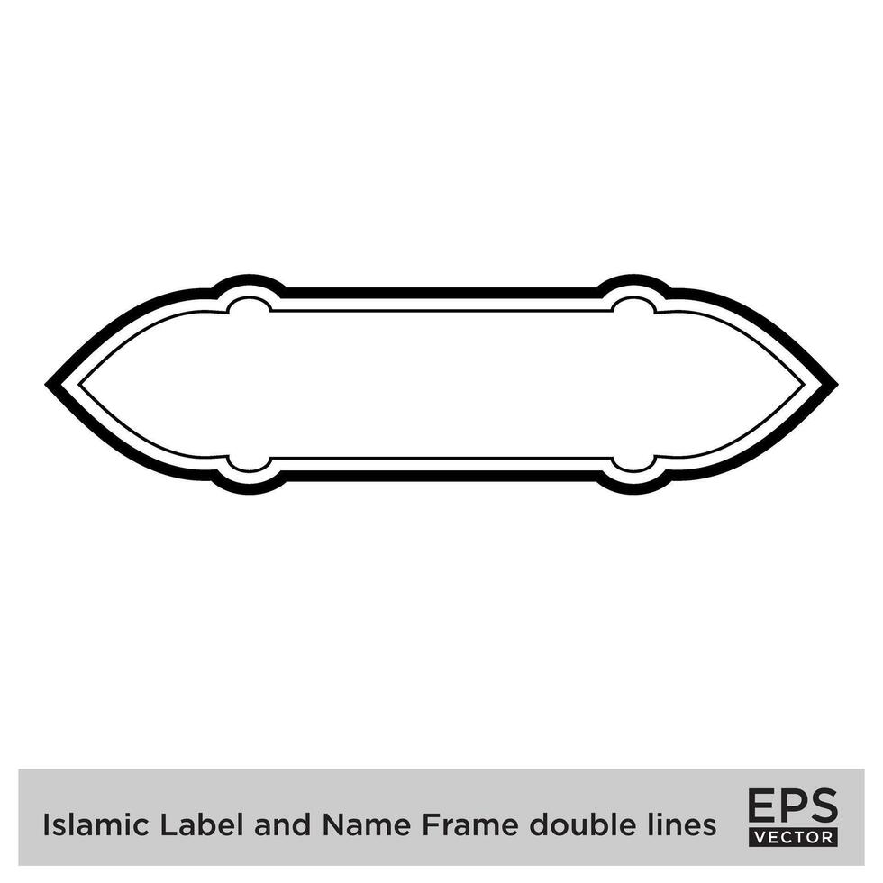 islamico etichetta e nome telaio Doppio Linee schema lineare nero ictus sagome design pittogramma simbolo visivo illustrazione vettore